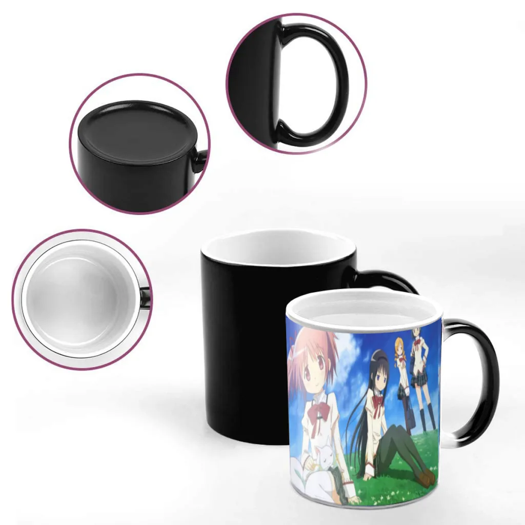 Puella Magi Madoka Magica Cartoon Manga Coffee Mugs Creativ Color Changing Milk Tea Cup Ceramic Magic Heat Sensitive Mug