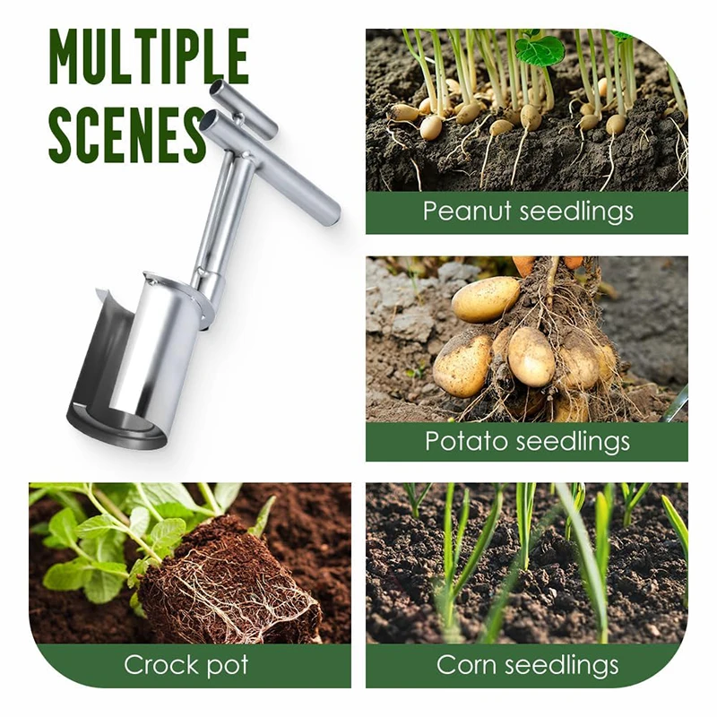 

Handheld Garden Barrel Transplanter Stainless Steel Digging Seedlings Artifact Agricultural Puncher Planting In Greenhouse