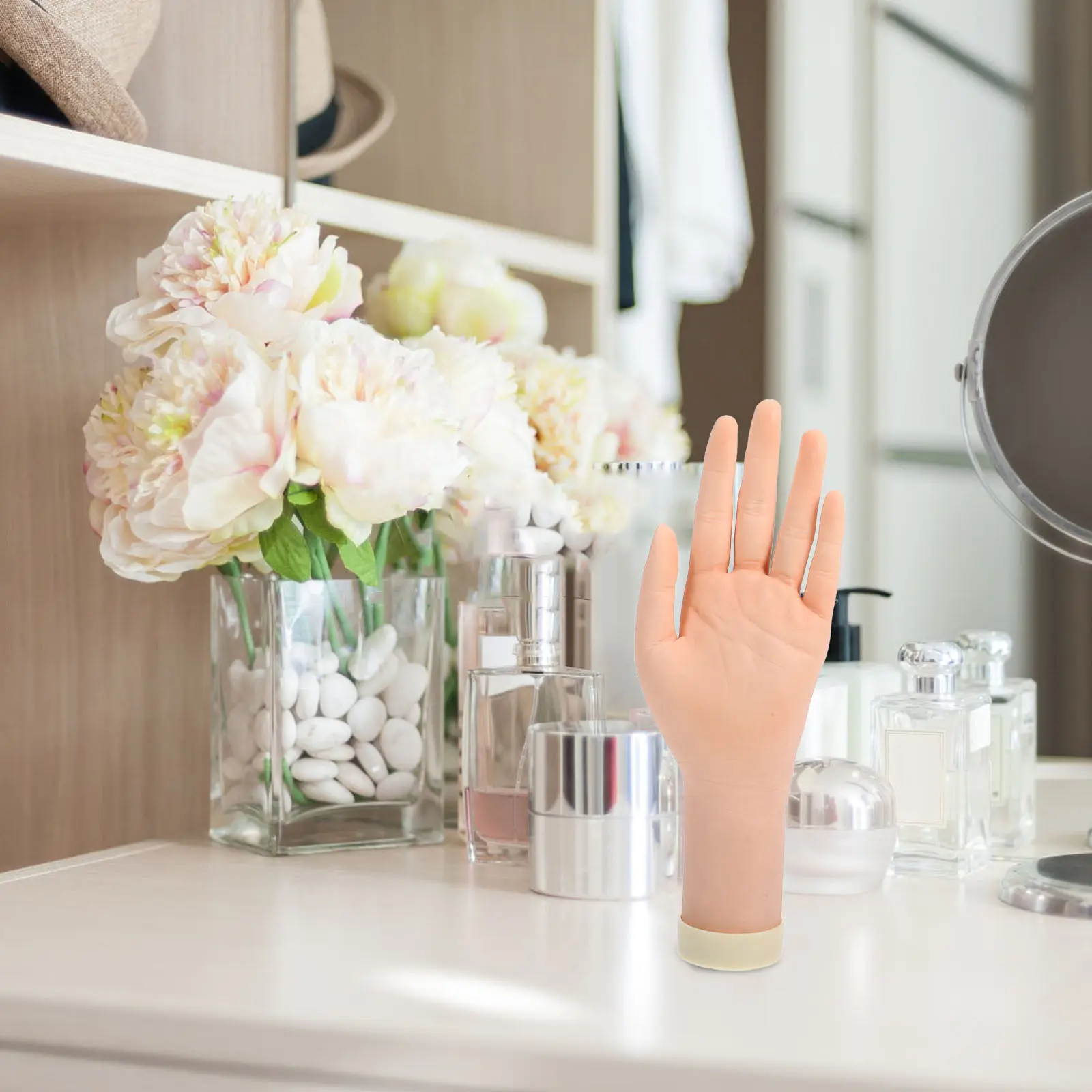 

Female Silicone Hand Mannequin Jewelry Display Flexible Prop Rings Bracelets Nail Practice Left Style Realistic Fake Hand