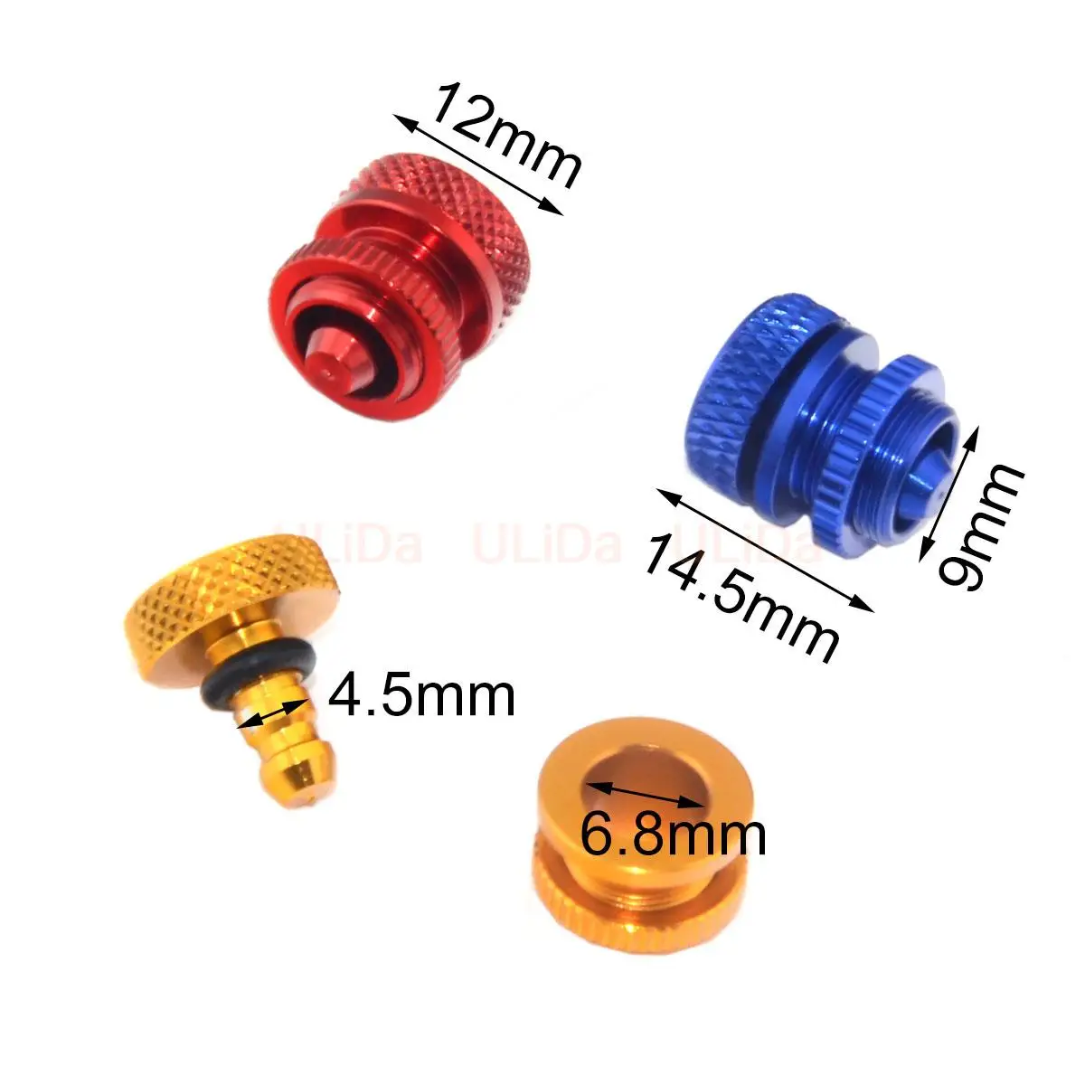 2Pcs Aluminum Fuel Pipe Plug Dot Filler Gas Glow Cap Blue Red Gold Nozzle for RC Nitro Airplane Colored Parts