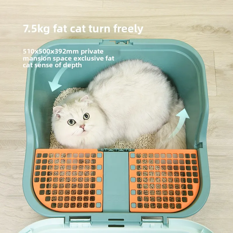 ممر كبير نوع القط علبة نفايات رائحة برهان سبلاش مرحاض للقطط مغلق بالكامل رمل القطط الوجه العلوي تصميم الحيوانات الأليفة السرير