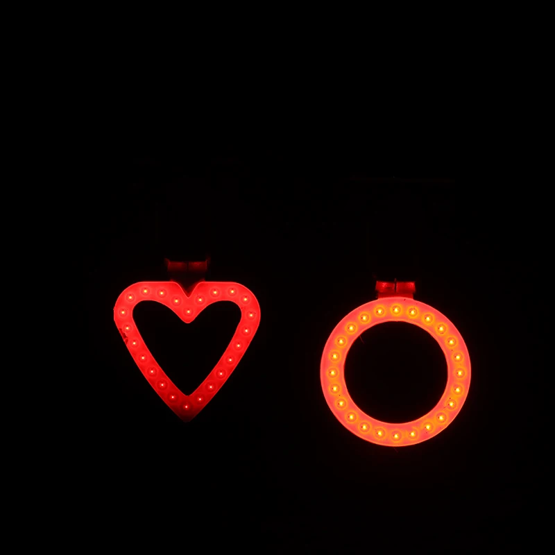 Bicycle Tail Light Cycling Lamp Heart Round Flowing Water-shaped USB Rechargeable Bike Rear Lamp Led Flash Tail Rear Lights