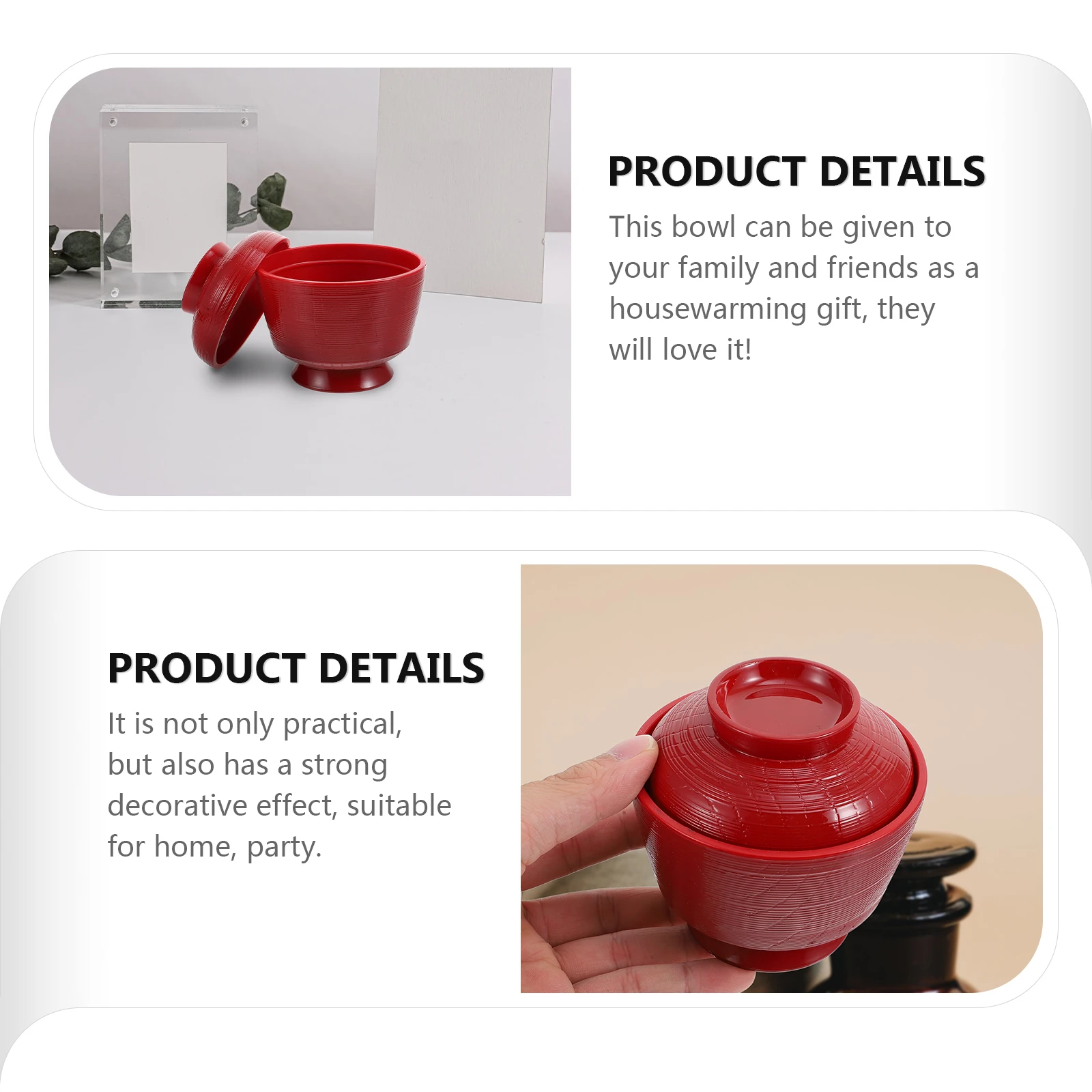 

Miso Soup Bowl Japanese Style Small Bowls Cover Plastic Food Containers Lids Storage Kitchen Supply Home Party Gift