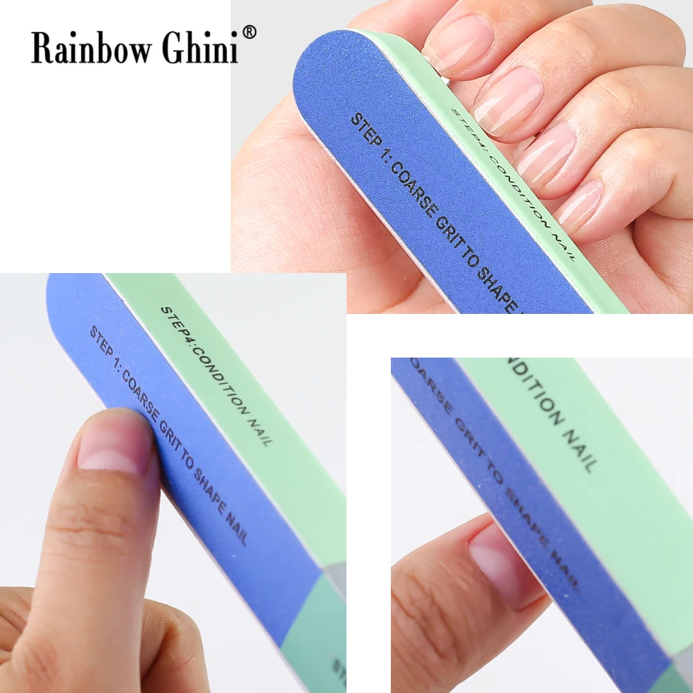 Lima de uñas RG de 7 lados, tira rectangular para recortar uñas, herramienta de cuidado de uñas multicapa de Color, lima de material plástico artístico para uñas
