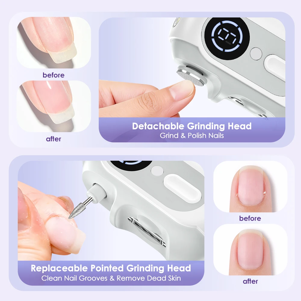 Electric Nail Clipper Automatic Nail Trimmer Grinder with Polishing LED Light Nails Cutter with UV Nail Lamp for Kids Adults - view 6