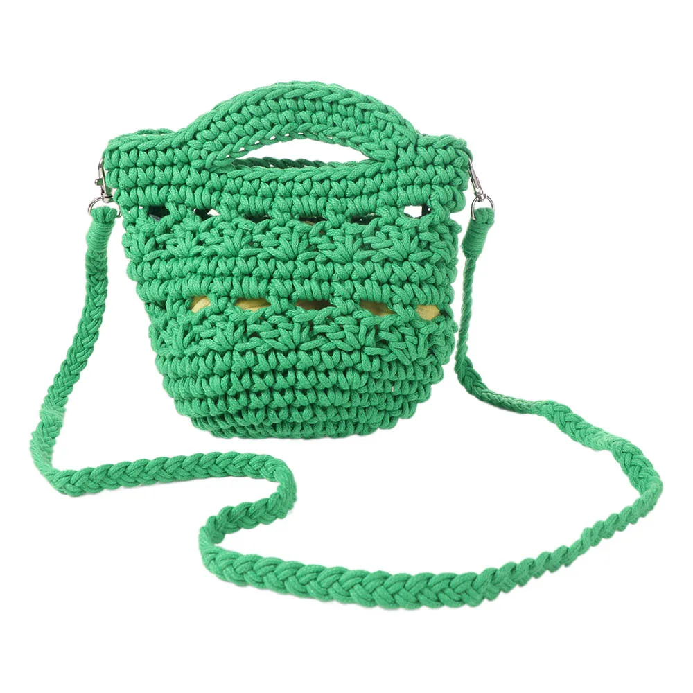 

New Summer Weaving Beach Bag Solid Color Korean Style Crochet Shoulder Bag Knitting Vacation Women's Handbags Travel