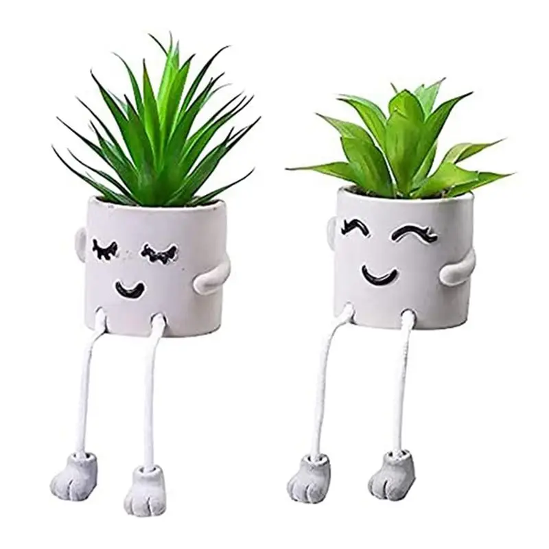 

ABLU-(2Piece) Simulation Plants Interesting Plant Bonsai Decoration Office Desktop Fake Green Plant Decorative Ornamen