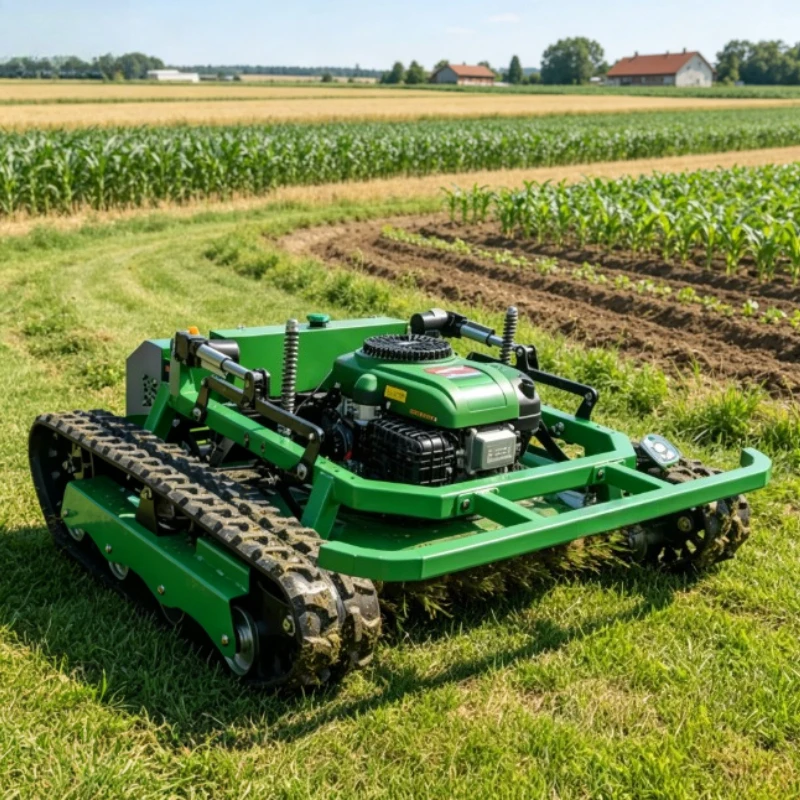 Crawler RC Lawn Mower Adjustable Grass Height Anti-slip Track Grass Cutter For Road Slope Landscape Engineering