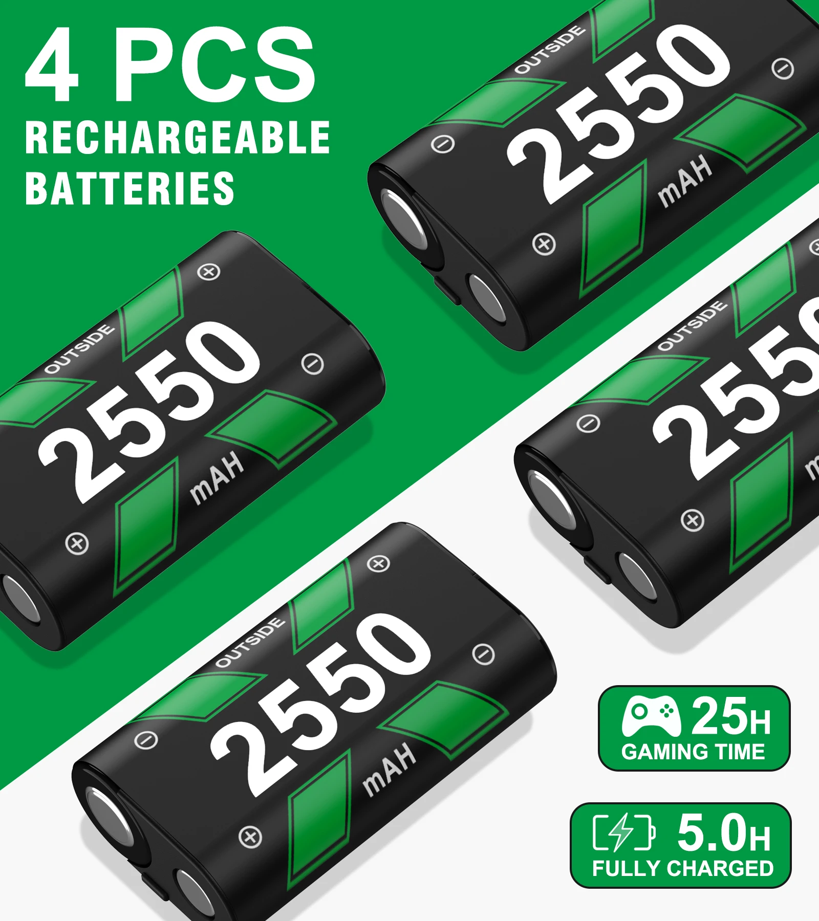 4x255 0mAh بطارية قابلة للشحن حزمة ل Xbox/Xbox سلسلة S/X/Xbox One S/X/Elite تحكم USB/Type-C شاحن بطارية مع غطاء