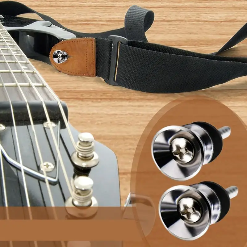 Guitar Security Lock Metal Strap Buttons Metal End Pins Flat Head Quick Release Strap Locks 2pcs Guitar End Pins Guitar Strap