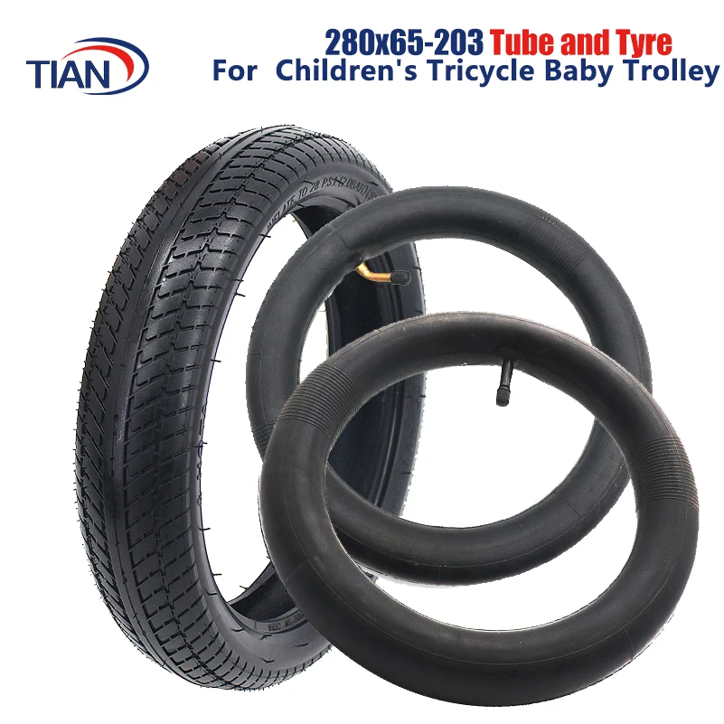 12inch 280x65-203 Pneumatic Tire Inner Tube Outer Tyre for Children's Bicycle Trolley Baby Stroller Handcart Wheels Parts