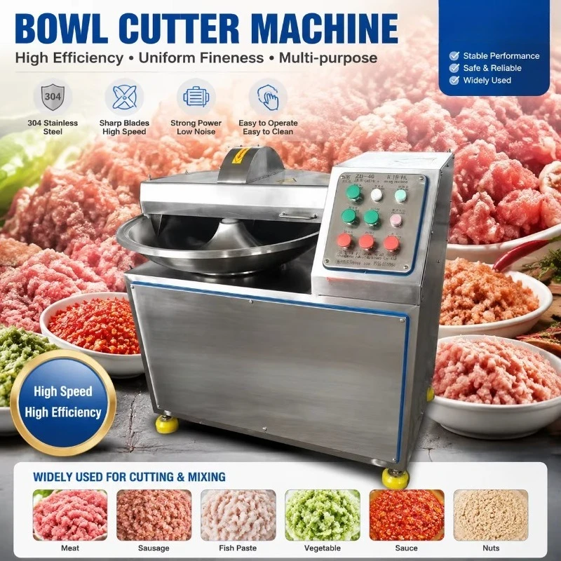 customized bowl cutter meat emulsifier stainless steel chopping machine for sausage beef chicken food factory processing