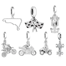 FC Jewelry Fit Original Brand Charms Bracelet 925 Silver Sports Racing Race Car Beads Pendant For Making Women Racer Berloque