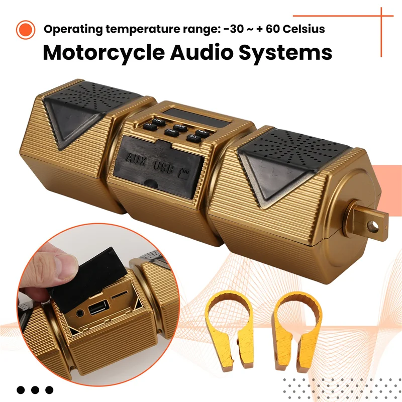 

Motorcycle MP3 Player Handlebar Speaker Bluetooth Music FM Radio Waterproof Adjustable Bracket Bike Audio Stereo 12V