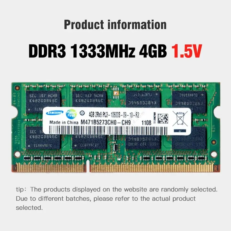 Samsung Ram Memory 4GB 8GB Upgrade DDR3 PC3 1333MHz, 1600MHz, 204 PIN, SODIMM SODIMM for Laptops