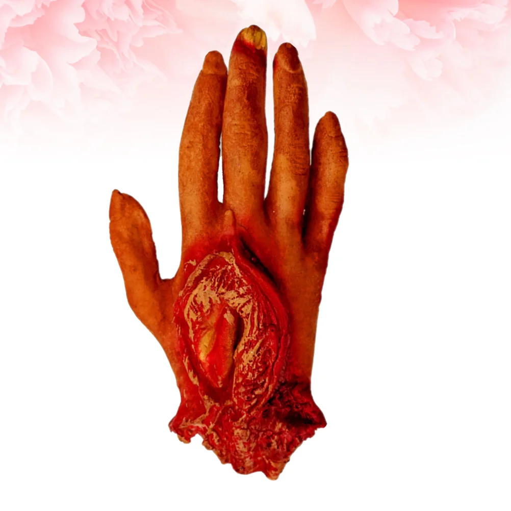 1 Stück abgetrennte menschliche Hand-Requisite, realistische blutige gruselige Dekoration für Spukhaus, Halloween-Streich, gruselige Handsimulation
