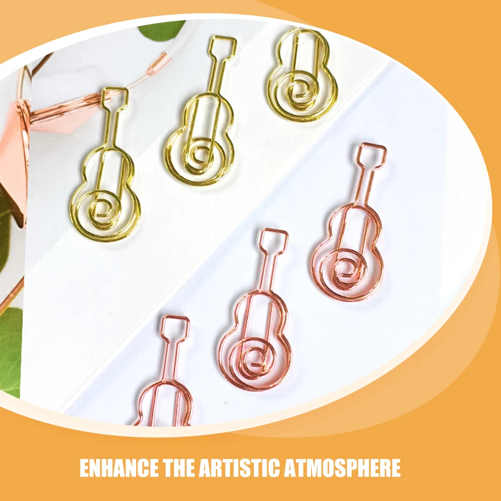 40Pcs Colorful Guitar Theme Paper Clips Cool Mini Paper Pins for Notebooks Diaries Planners Creative School Office Desk