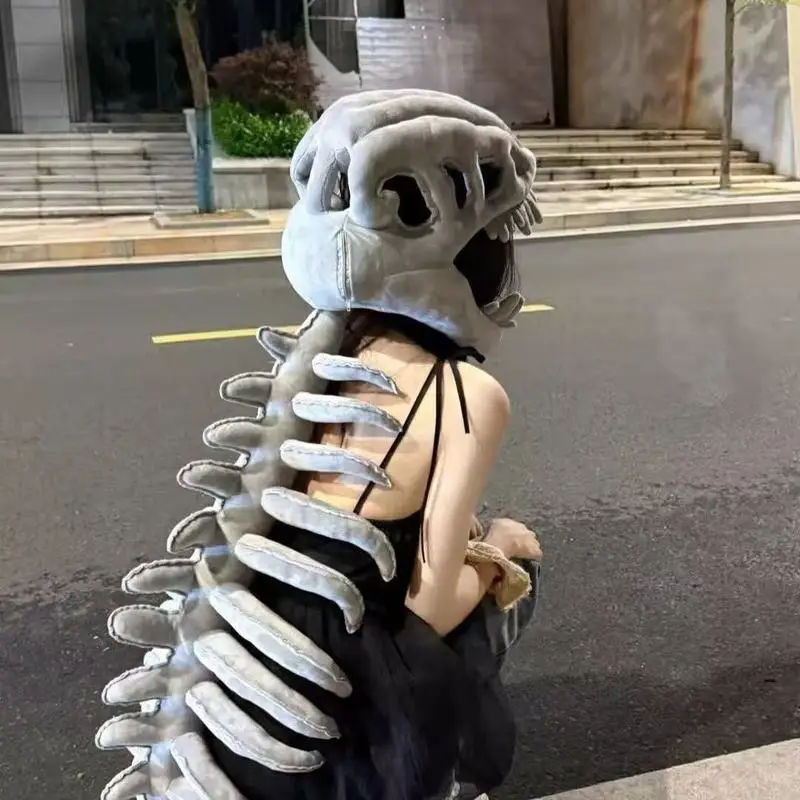 

Novelty Plush Dinosaur Skeleton Headgear Funny Skeleton Hat Cosplay Prop Halloween Party Costume Birthday Gift For Adult