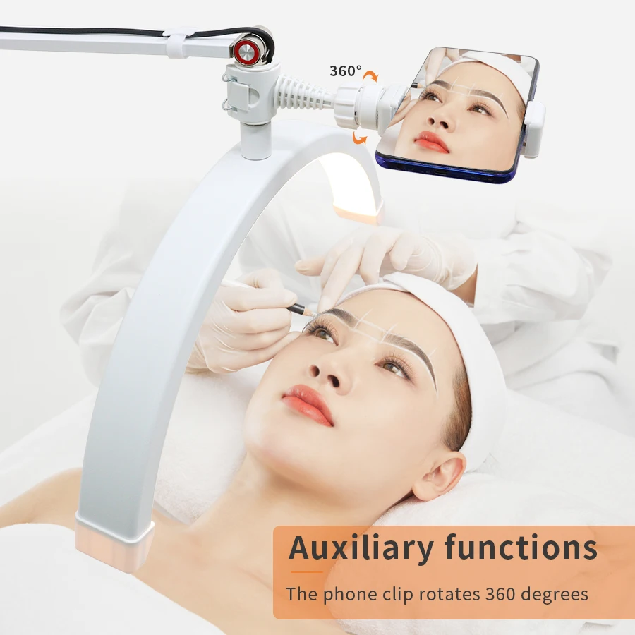 M2X16inch OEM مصنع المبيعات الساخنة عكس الضوء مصباح أرضي الجمال مصباح مصمم على شكل حلقة نصف القمر Led القمر الجمال ضوء الهبوط الجمال لاش مصباح #6