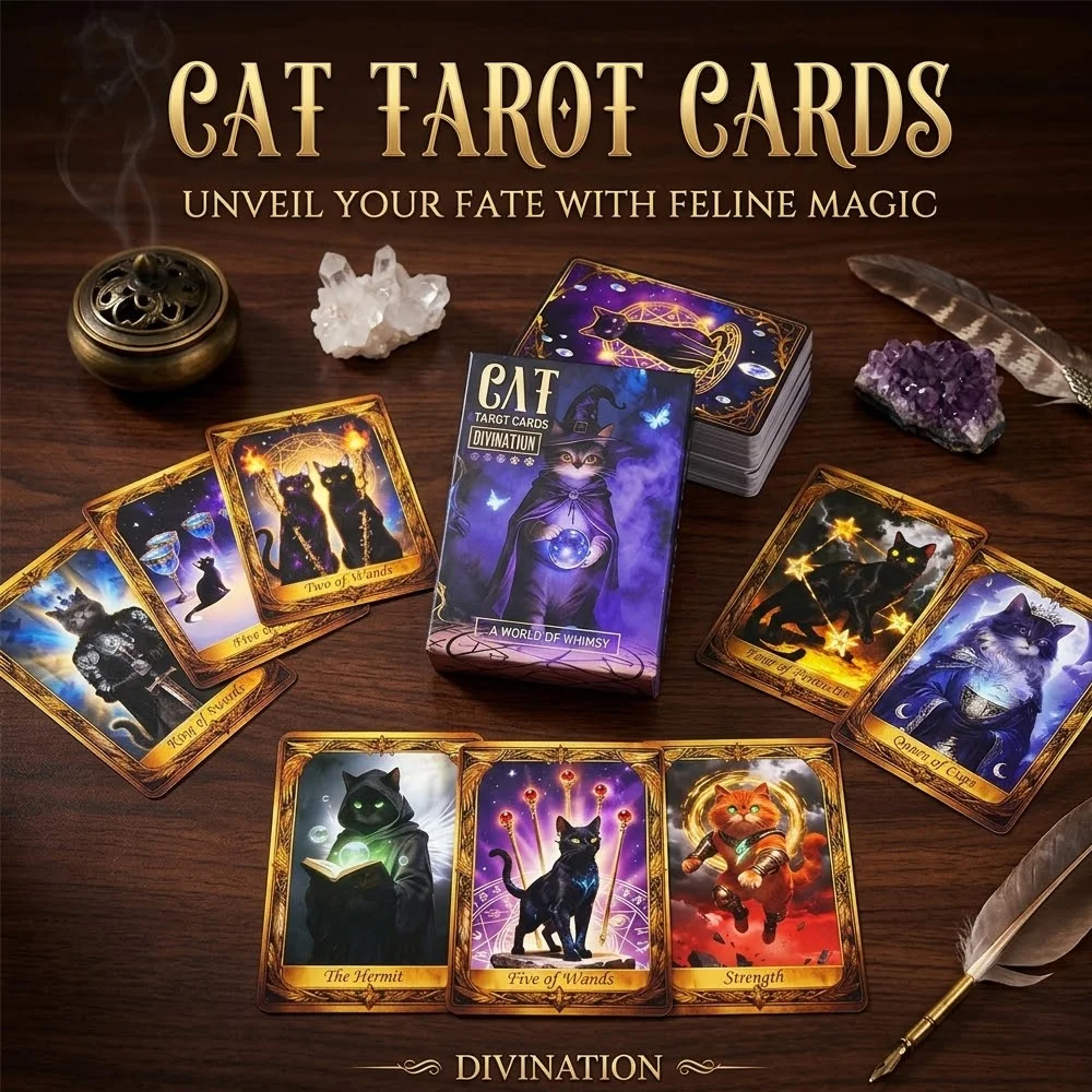 

50 шт. карт Таро Magic Cat, 64 x 89 мм, креативные игровые карты для эмоциональных игр и вечеринок