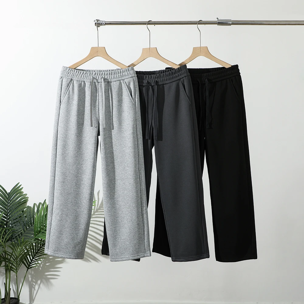 

Высококачественные мужские повседневные брюки прямого кроя на флисовой подкладке, утепленные, осенне-зимние, модные, цветные, свободного кроя, спортивные штаны