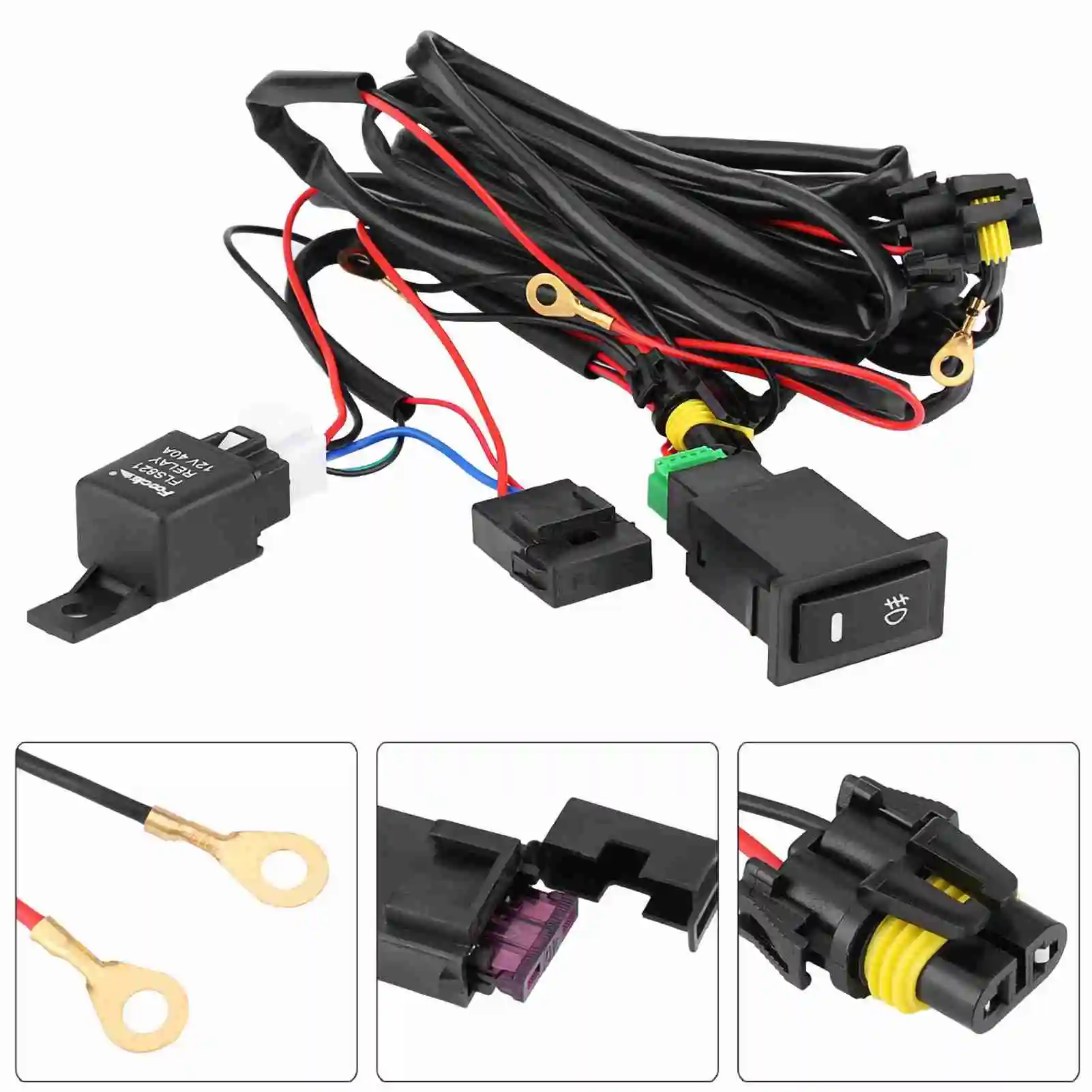 12V Auto LED Nebelscheinwerfer Ein/Aus Kabelbaum Relais Kit Ein/Aus Verkabelung Nebelscheinwerfer Verkabelungsset