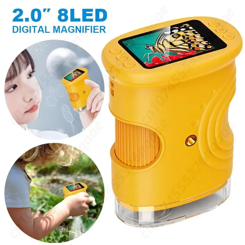 2 Inch IPS Screen Handheld Digital Microscope Portable Handheld Pocket Microscope Rechargeable HD Handheld Magnifying Glass