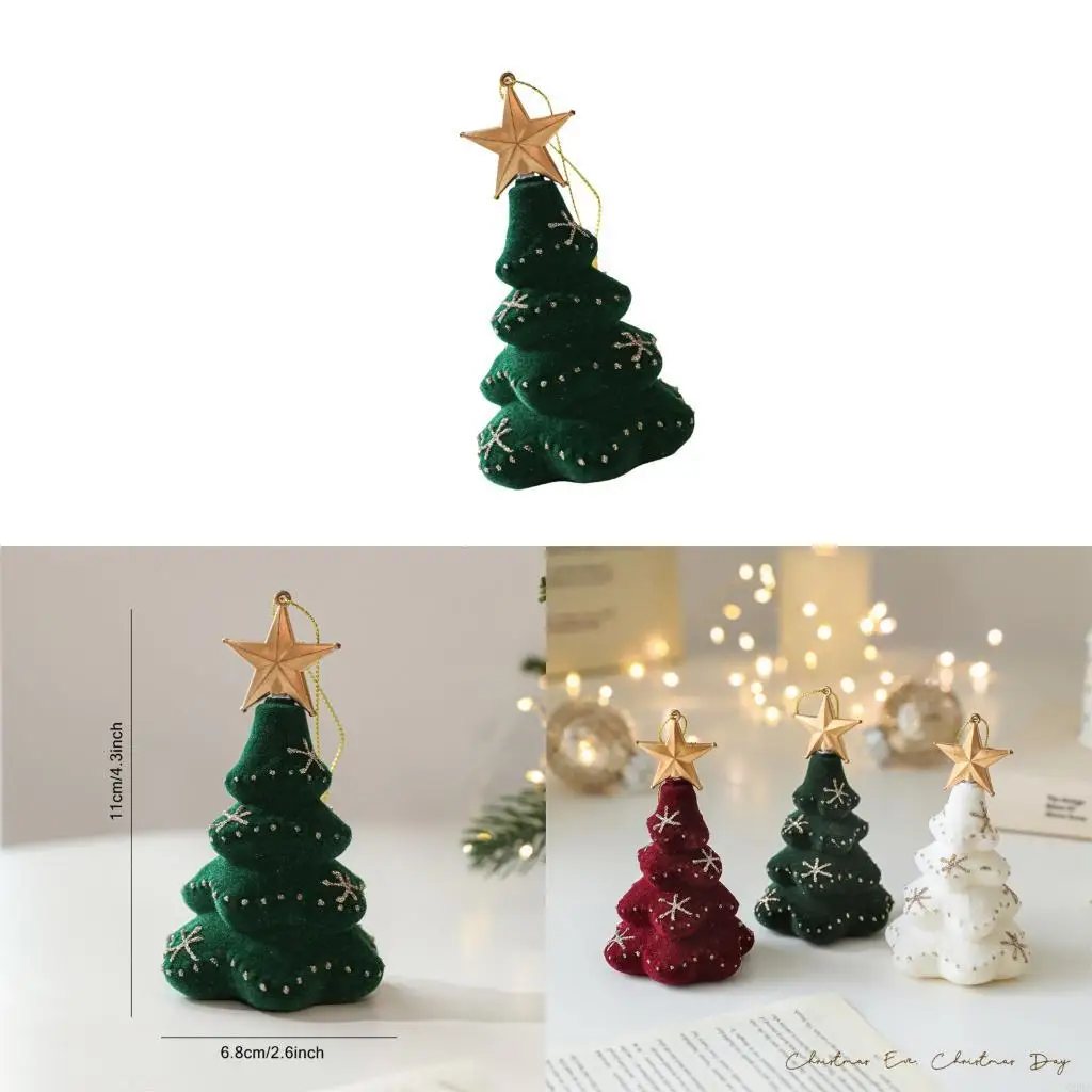62KD Velvety Tree Hanging Ornament with Snowflake Detail for Holiday Tree Display