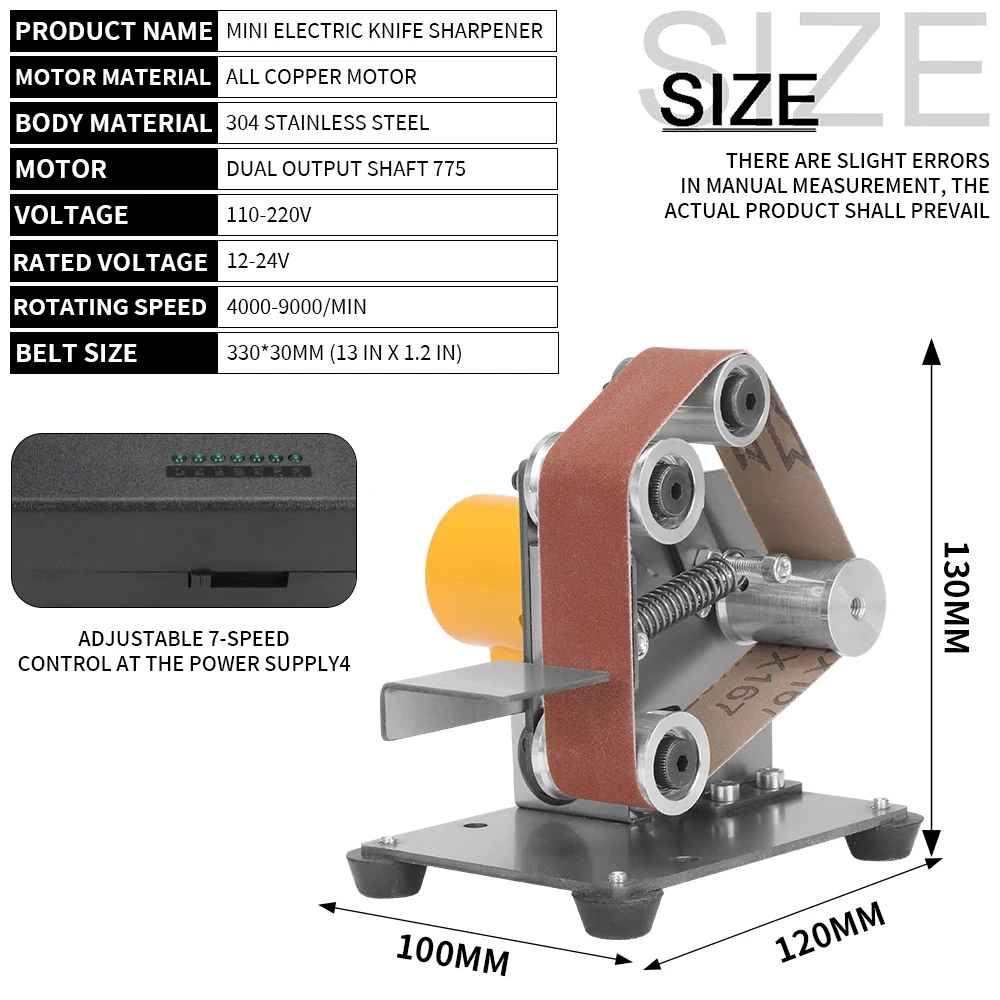 Multifunctional Polishing Grinding Machine Cutter Edges Sharpener Grinder Mini Electric Belt Sander 7 speed Adjustable 110V/220V