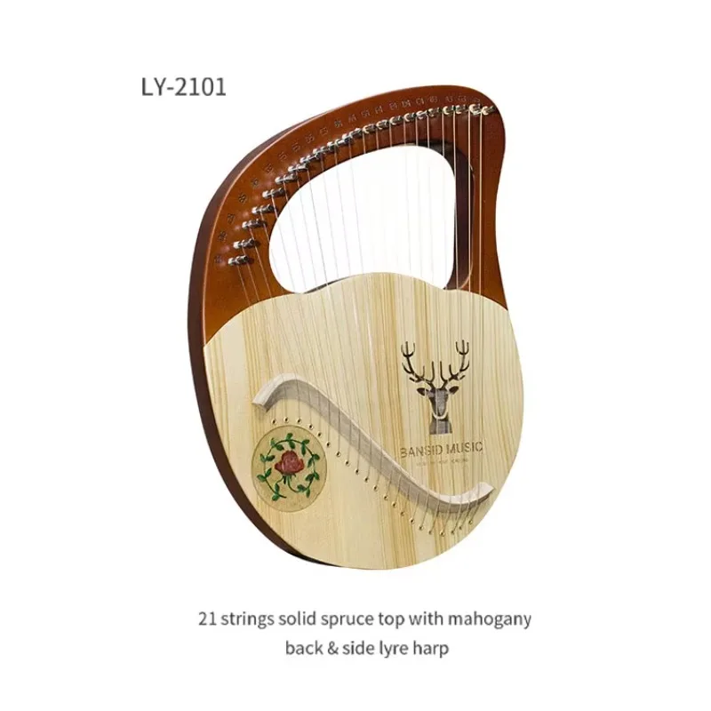 

Hooqu Factory Direct Lyre Harp 21 Strings Solid Spruce Top And Mahogany Back&sides Lyre Harp