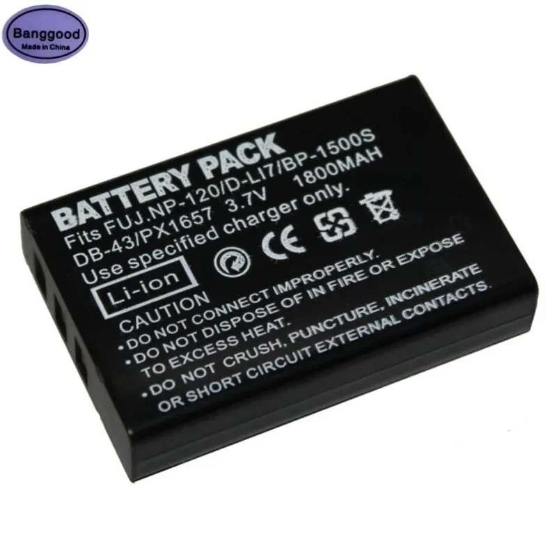 

3.7V 1800mAh D-LI7 DLI7 DL-17 NP120 NP-120 BP-1500S Camera Battery For Pentax Optio MX MX4 450 750 Fujifilm FinePix F10 F11 M603