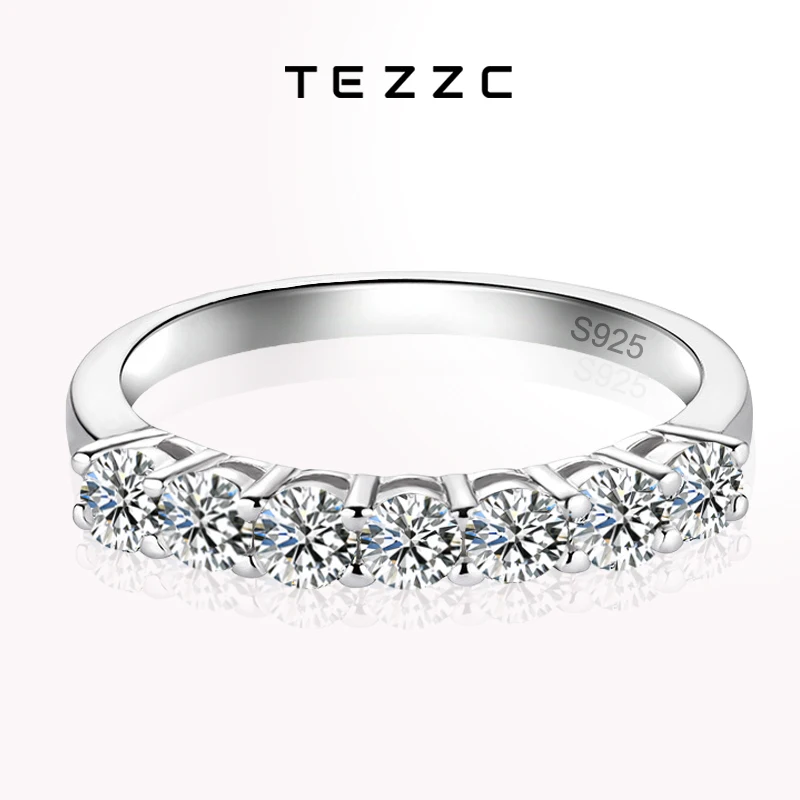 

Tezzc 0,7 карата круглой огранки с муассанитом для женщин кольца с бриллиантами с сертификатом обручальные кольца из стерлингового серебра S925 ювелирные изделия