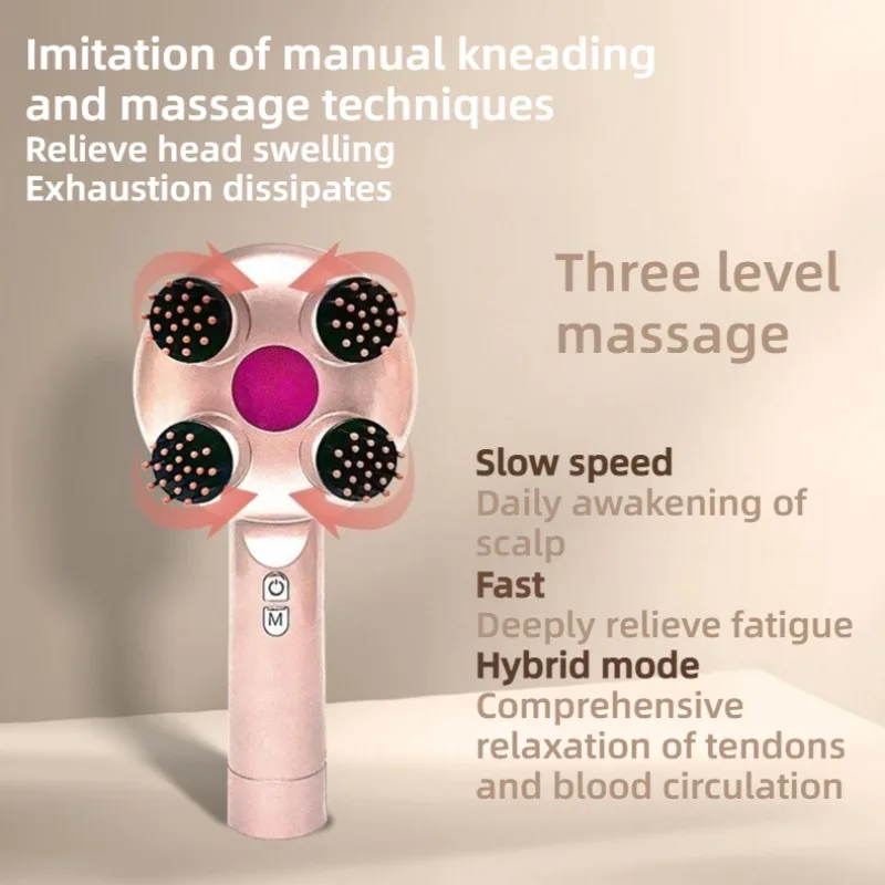 

Портативный электрический массажный гребень с бионической терапией красным светом, многофункциональный массажер для кожи головы, оборудование для расслабляющих процедур