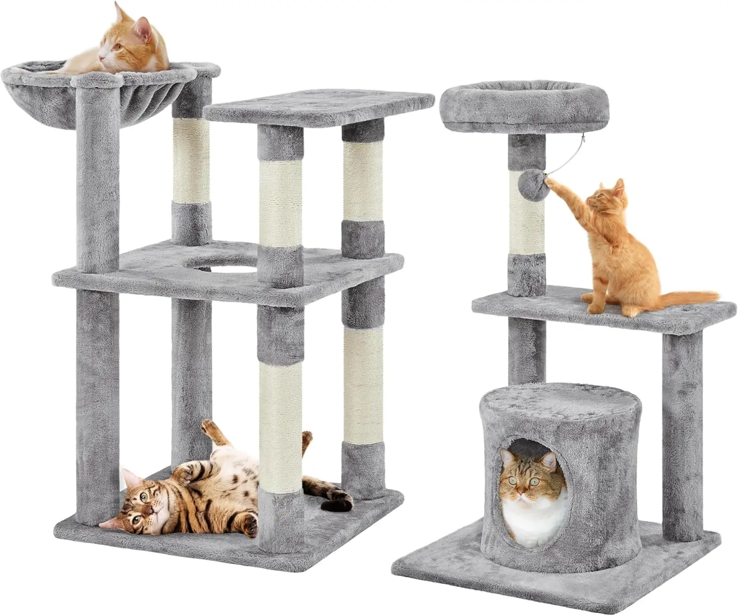 Cat Tree DIY, 56.5in Cat Tower with 4 Combination Methods for Indoor Cats, Multi-Level Cat House