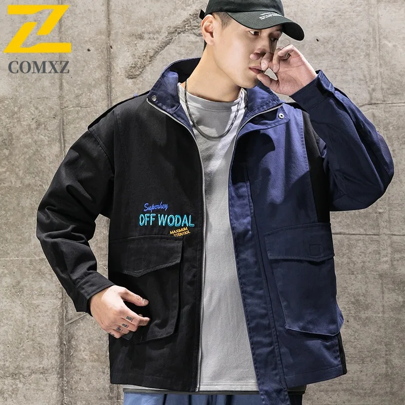

COMXZ Мужская весенне-осенняя куртка 2025 для путешествий на открытом воздухе, кемпинга, куртка с вышивкой букв, модные куртки для вершников без капюшона