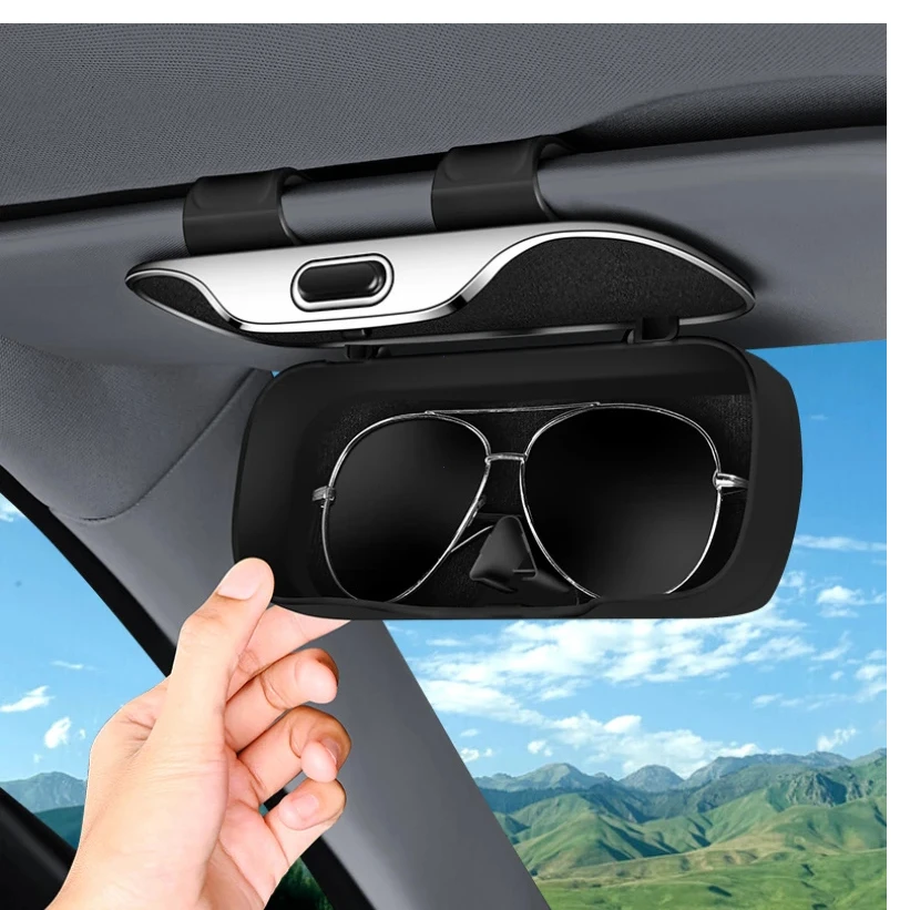 

Multifunction Car Glasses Box Portable Car Sunglasses Holder Car Driving Glasses Holder Eyeglass Case Sun Visor