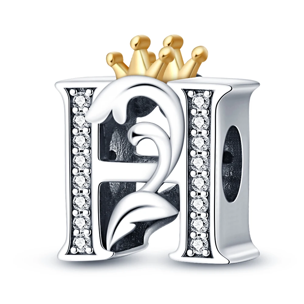 925 Sterling Silver Letter Charm Bead A-Z for Bracelets - Product Image 9