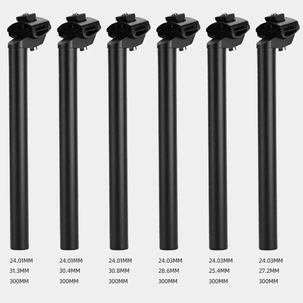 (24.01-24.03mm) X (27.2-30.4mm) X300MM Seat Post Mountain Bike Seat Tube Bicycle Aluminum Alloy Black Seatpost