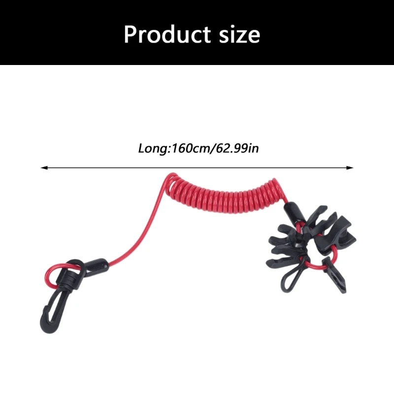 Boat Motor Emergency Tether Set with 7 Interchangeable Clips, Stretch TPU Lanyard and Hook Clip for Recreational Fishing and