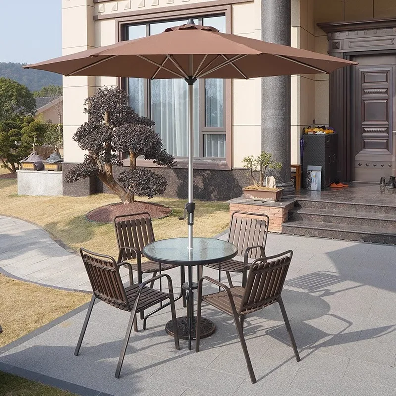HYS outdoor table and chair wrought iron table and chair courtyard table and chair with parasol outdoor catering stall