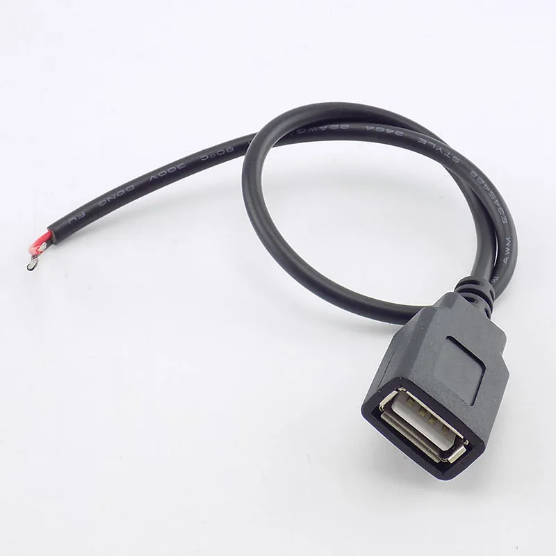 0.3/1/2M USB 2.0 Type A Female 2 Pin DIY extension power Cable DC 5V Power Supply Adapter Charge Connector Wire D5