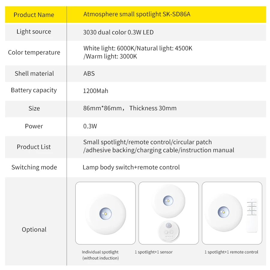 Wireless Remote Control LED Charging Spotlight Magnetic Self-adhesive Wine Cabinet Display Cabinet Aisle Induction Night Light