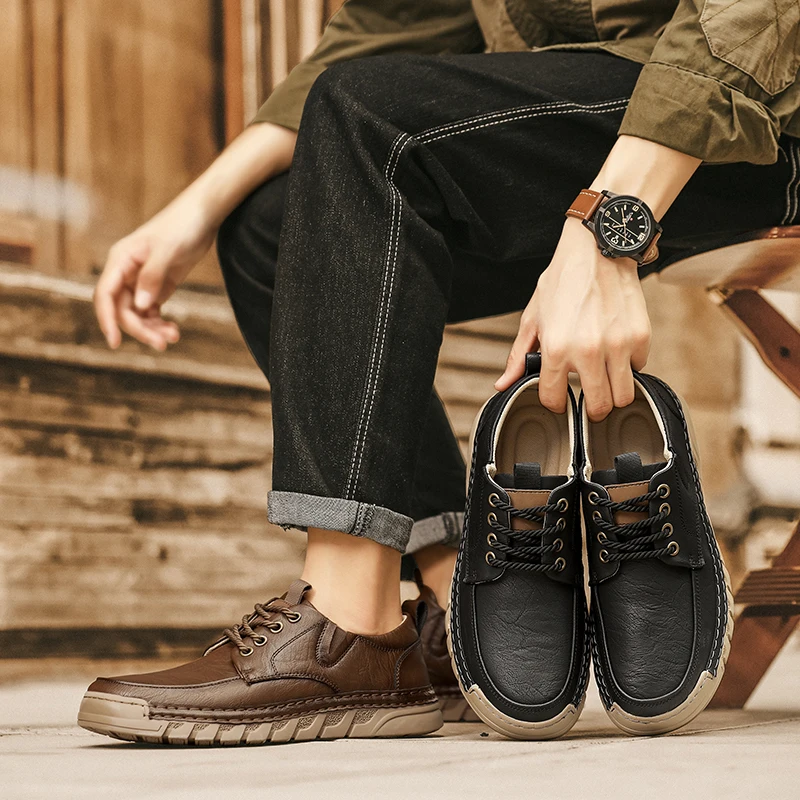 

Винтажная модная мужская обувь ручной работы на осень-зиму, новая текстура, мягкая удобная нескользящая мужская обувь для отдыха, повседневные туфли-оксфорды