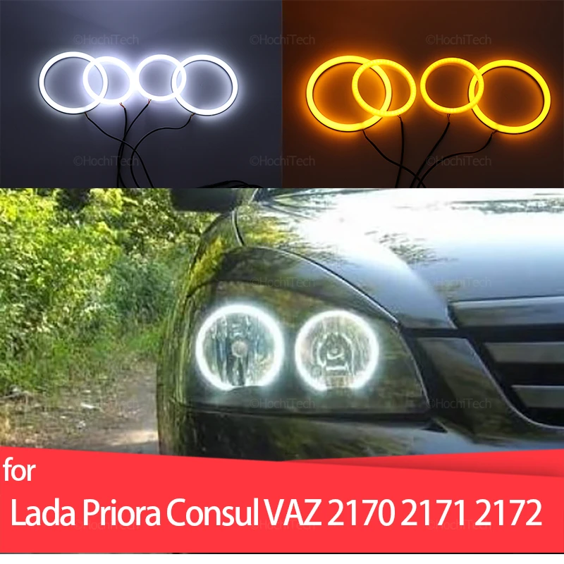 

Top Quality Switchback Cotton Light LED Angel Eye Halo Dual Color For Lada Priora Consul VAZ 2170 2171 2172 2007-18 Accessories