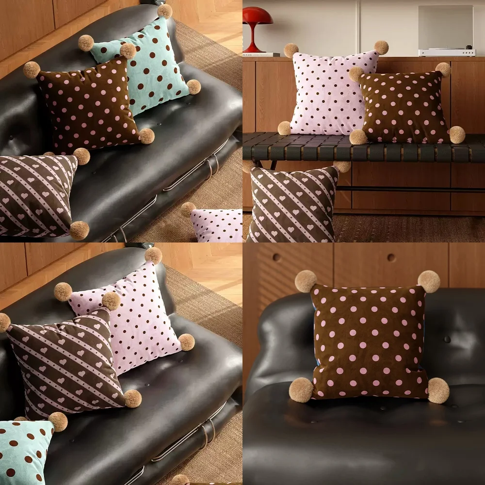 

Ретро-подушка в форме сердца с горошком для домашних животных: собак, кошек, мелких животных. Декоративная подушка для кровати, дивана, кресла со съемным чехлом.