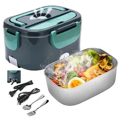 1.8L Electric Lunch Box 60W Food Heated 12V-24V 2-In-1 Portable Food Warmer Heater for Car/Truck/Home Self Heating Box