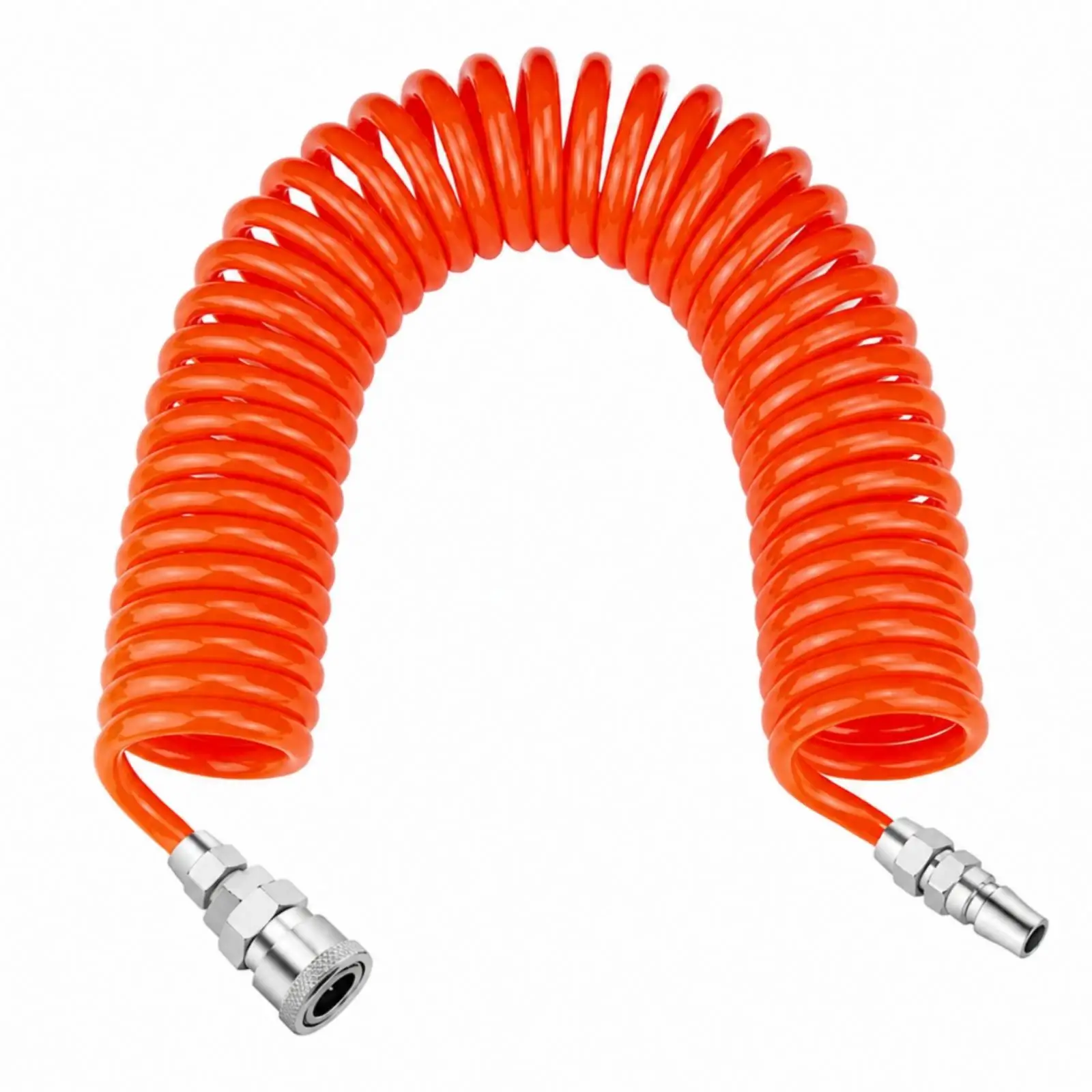 Coiled Air Hose with Quick Fittings High Pressure Resistant Coiled Pneumatic Hose Retractable Elastic for Workshops, Garages