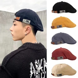 2024 New Men's Vintage Linen Fashion Hip Hop Solid Beret Side Label 1973 Czapka damska Vintage Beanie Crowd Style Sun Beret