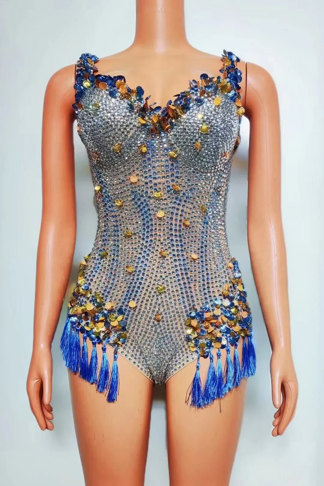 NONE Fringe Rhinestone Performance Bodysuit 5