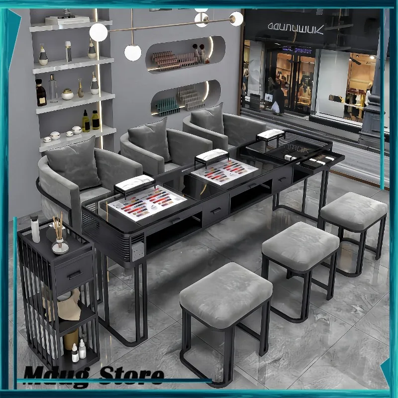 

Drawer Black Nail Table Stickers Organiser Supplies Polish Nail Table Station Manicure Muebles De Salon De Belleza Furniture
